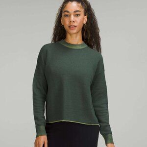 Lululemon Reversible Double-Knit Crew Neck Sweater Green Sz 12